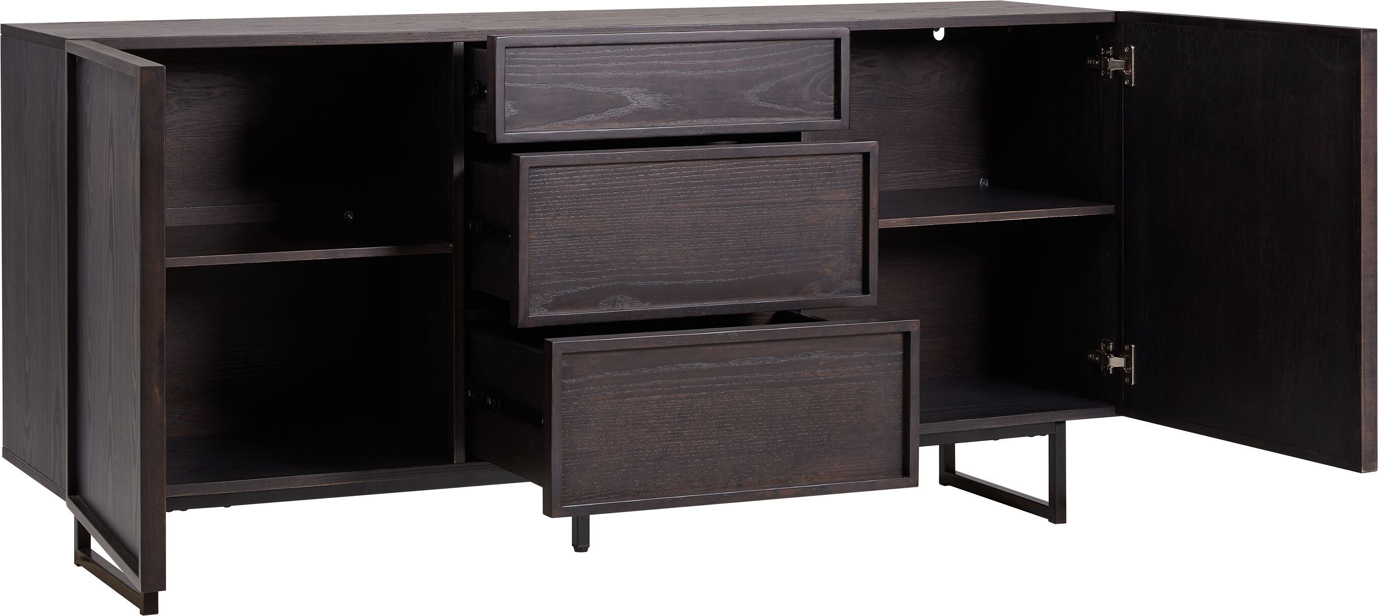 FILO Sideboard dunkle Esche 160x40x75cm - Dunkelbraun / B: 160.0 cm x T: 40.0 cm x H: 75.0 cm
