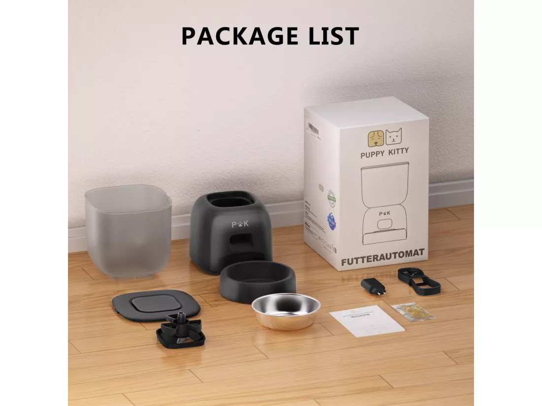 3L WiFi Distributeur Croquettes Chat Automatique - Noir Mangeoire Automatique pour Chat et Chien - 10 Repas par Jour - Enregistrement Vocal 10s