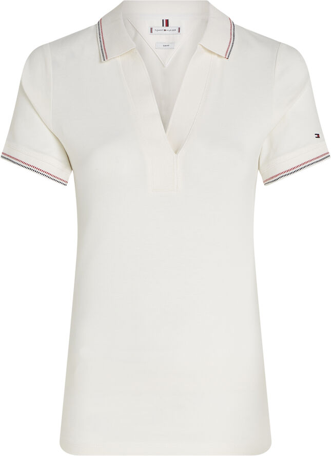 Tommy Hilfiger SLIM OPN PLKT RWB TIP POLO SS Ancient white
