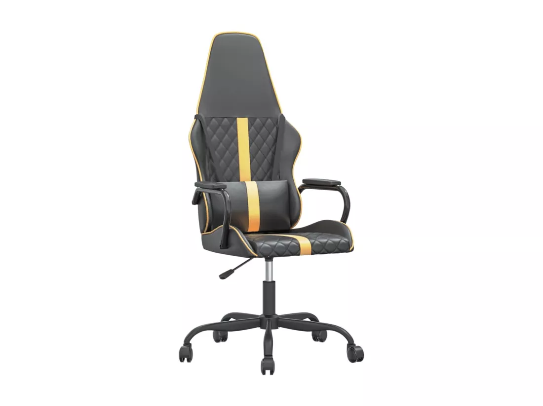 Chaise de jeu de massage doré et noir similicuir
