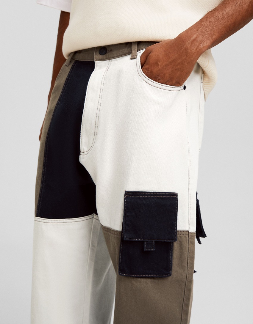 calça cargo color block