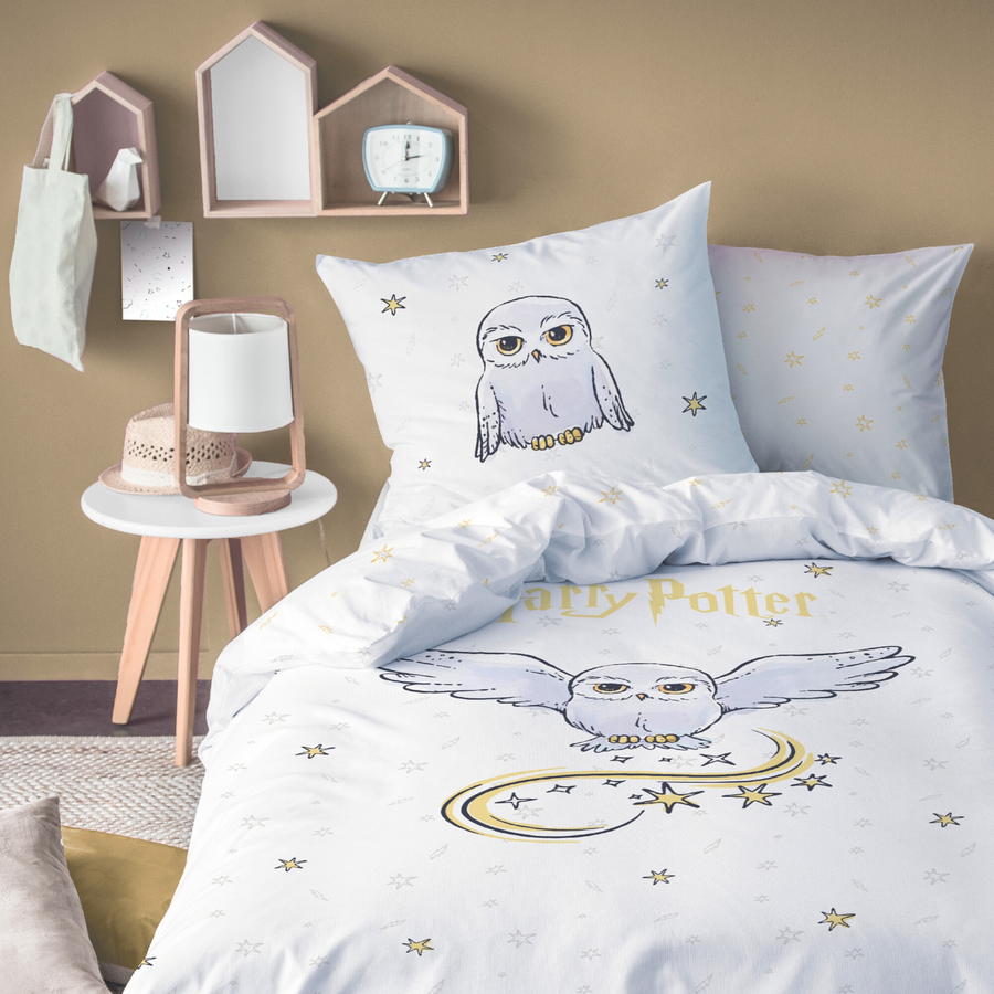 MTOnlinehandel Bettwäsche Kinder-Bettwäsche, Renforce, Harry Potter 80x80 + 135x200 Eule Hedwig