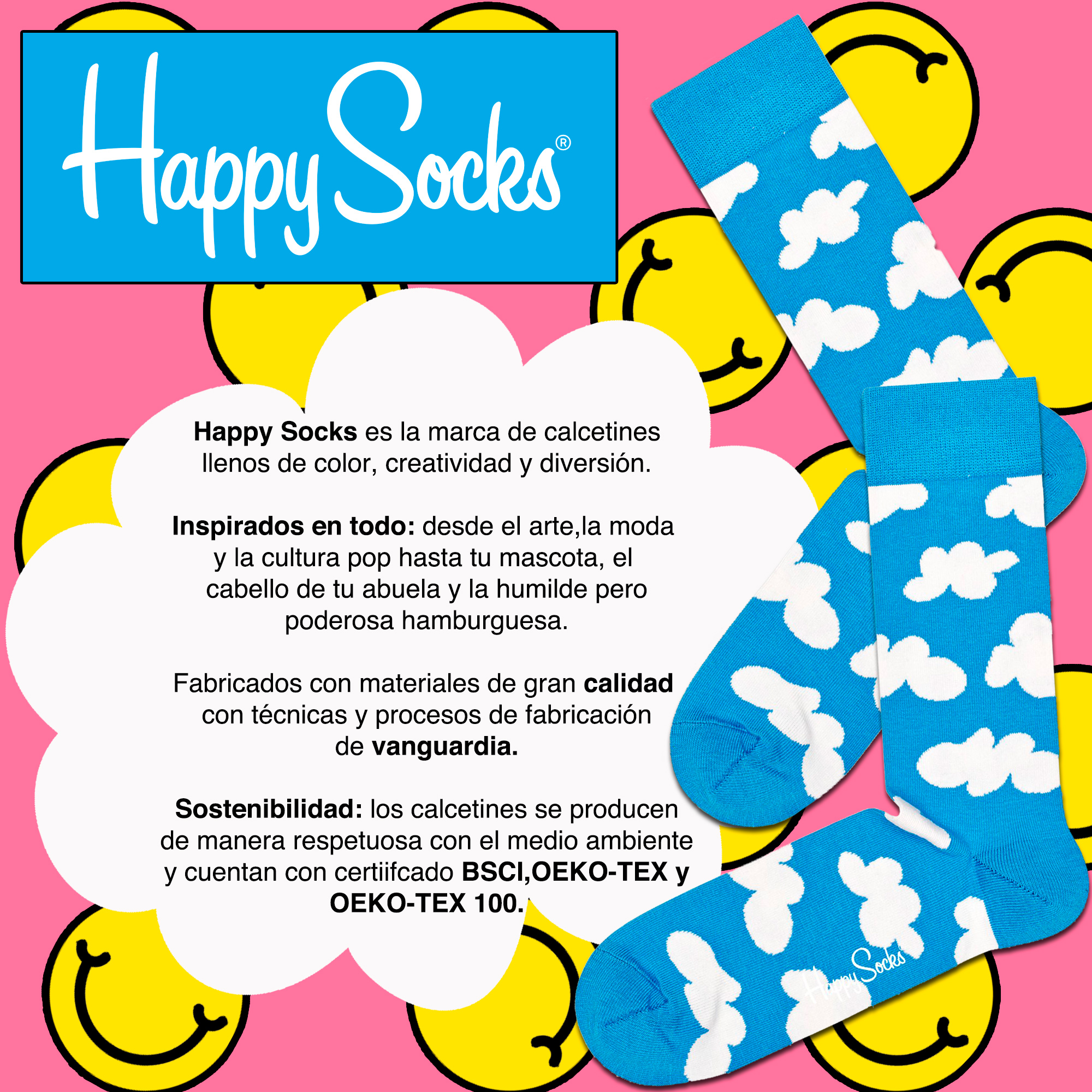 Pacote com 2 pares de meias Happy Socks com estampa de coelho e onda.