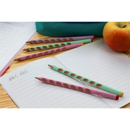 Ergonomischer Dreikant-Bleistift für Rechtshänder - STABILO EASYgraph in pastelllila - 2er Pack - Härtegrad HB