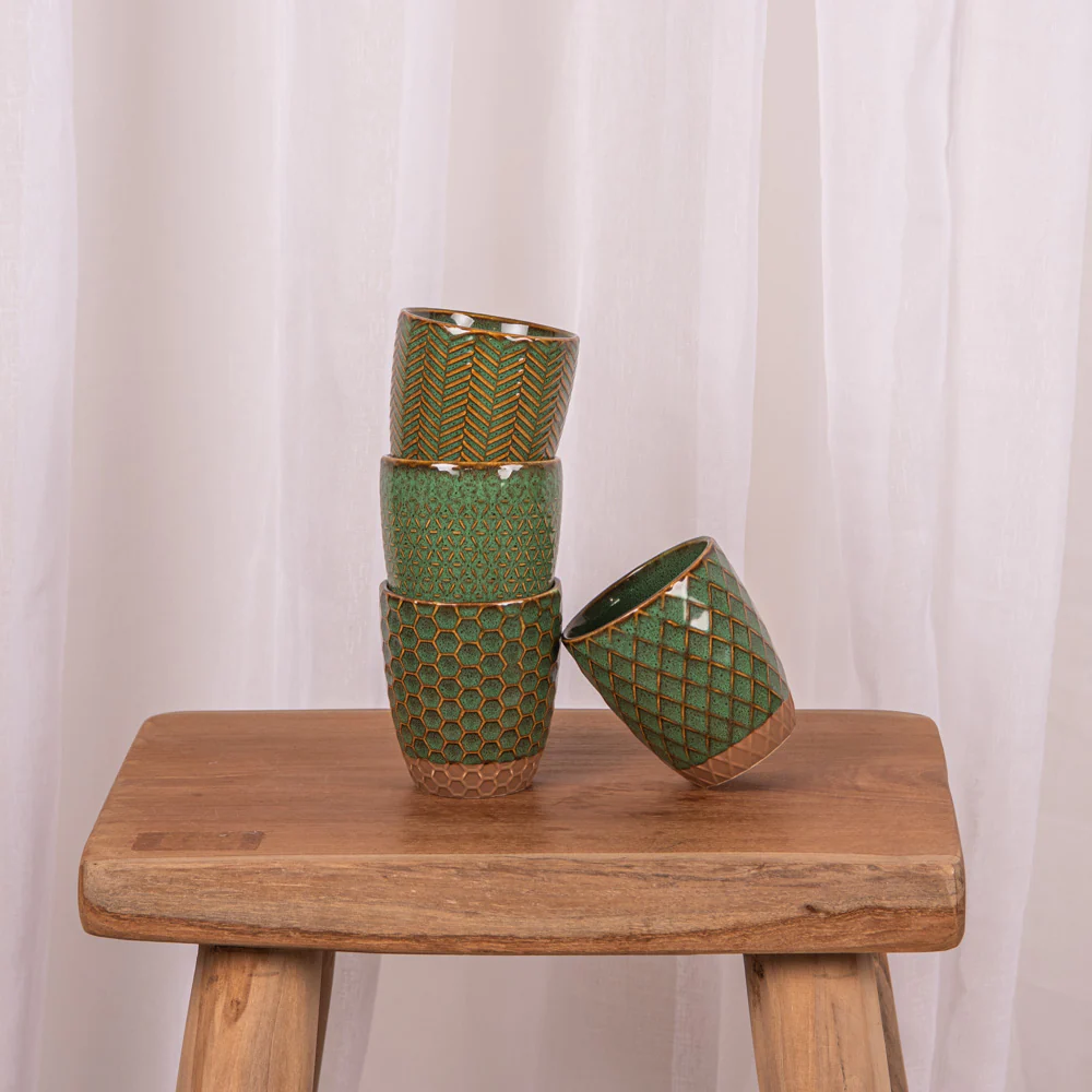 Coffret de 4 gobelets Jaspe 20 cl vert Table passion