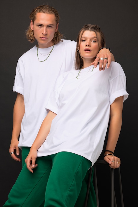 T-Shirt, oversized, HEART Rückenprint, Rundhals, Halbarm, Unisex