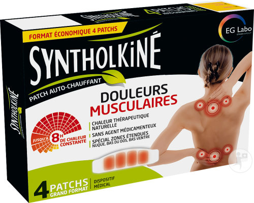 SyntholKiné Patch Auto-Chauffant Douleurs Musculaires Grand Format 4 Pièces