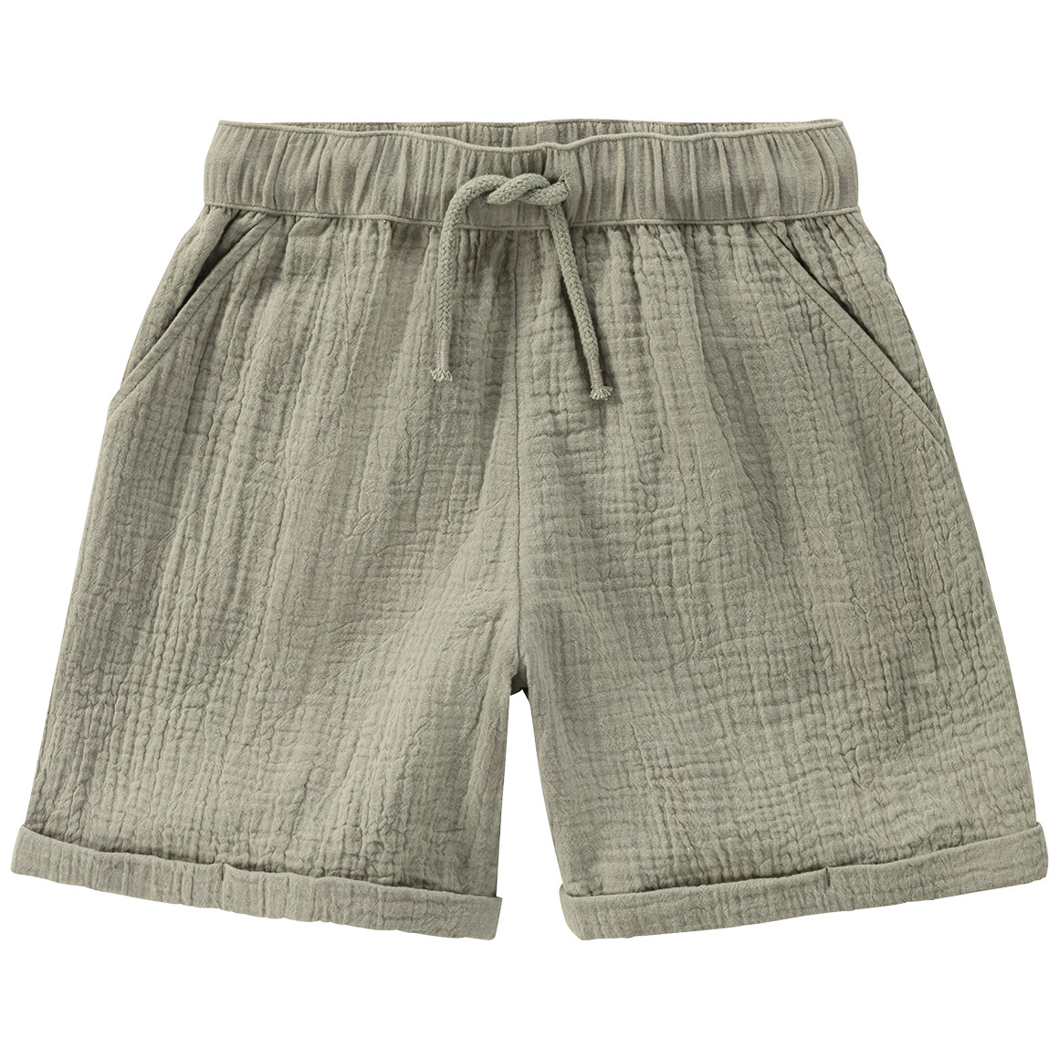 Topolino Pure Collection Kinder Musselin-Shorts mit Elastikbund oliv