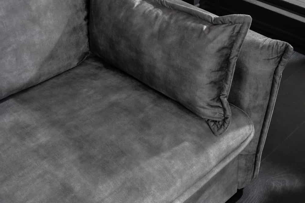 Design Schlafsofa APARTMENT 215cm grau Samt 3-Sitzer Couch inkl. Bettkasten Kissen