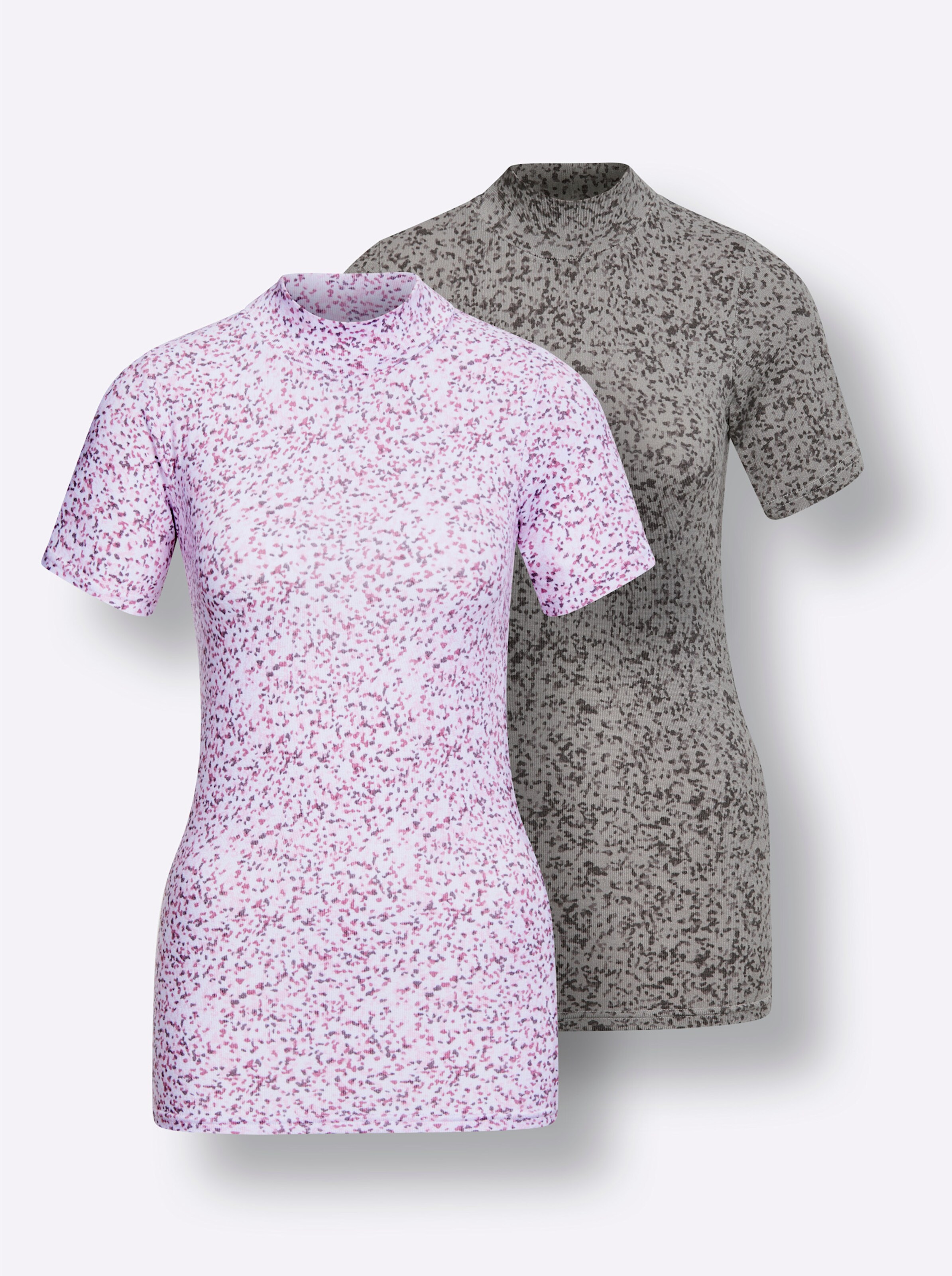 wäschepur Shirt in hellrosé-steingrau + anthrazit-meliert