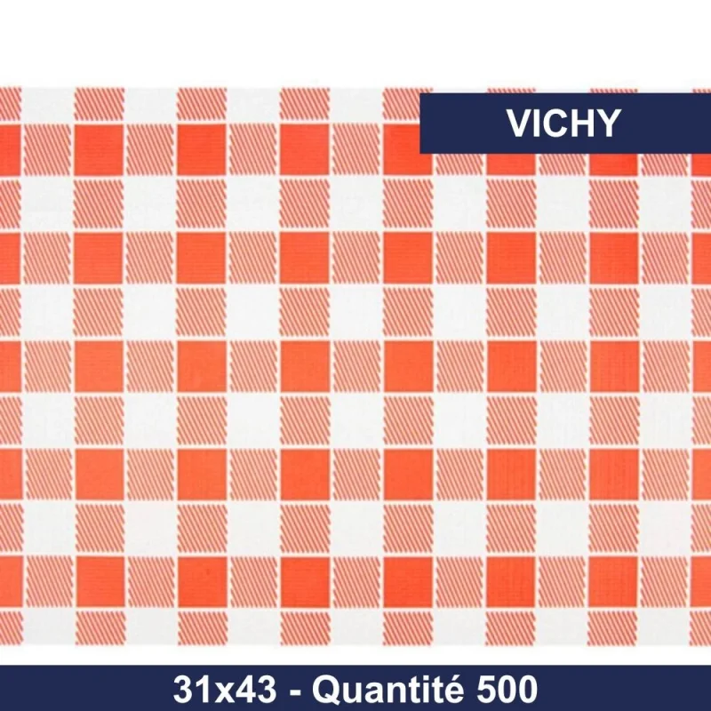 GDP - Set de table papier gaufré Vichy rouge et blanc - 31x43cm - x500