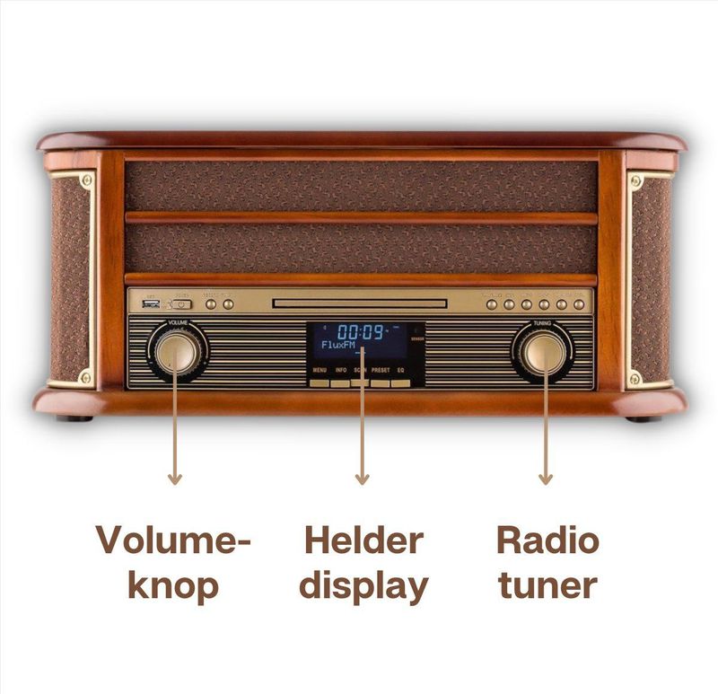 Roadstar HIF-1993D+BT - Platenspeler DAB met Bluetooth - Bruin