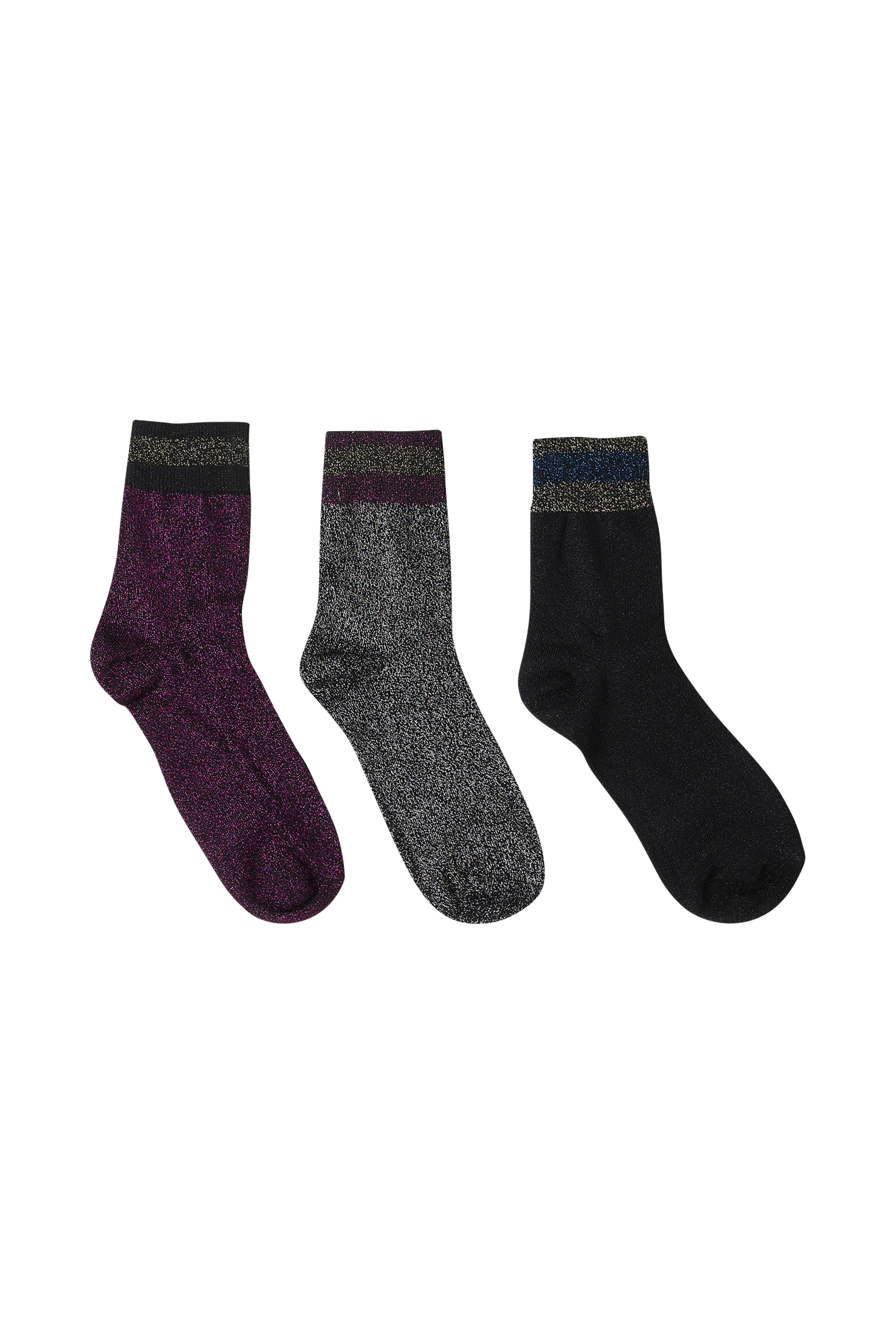 PIECES chaussettes PCJOLEY GLITTER SOCKS 3-PACK FC Noir