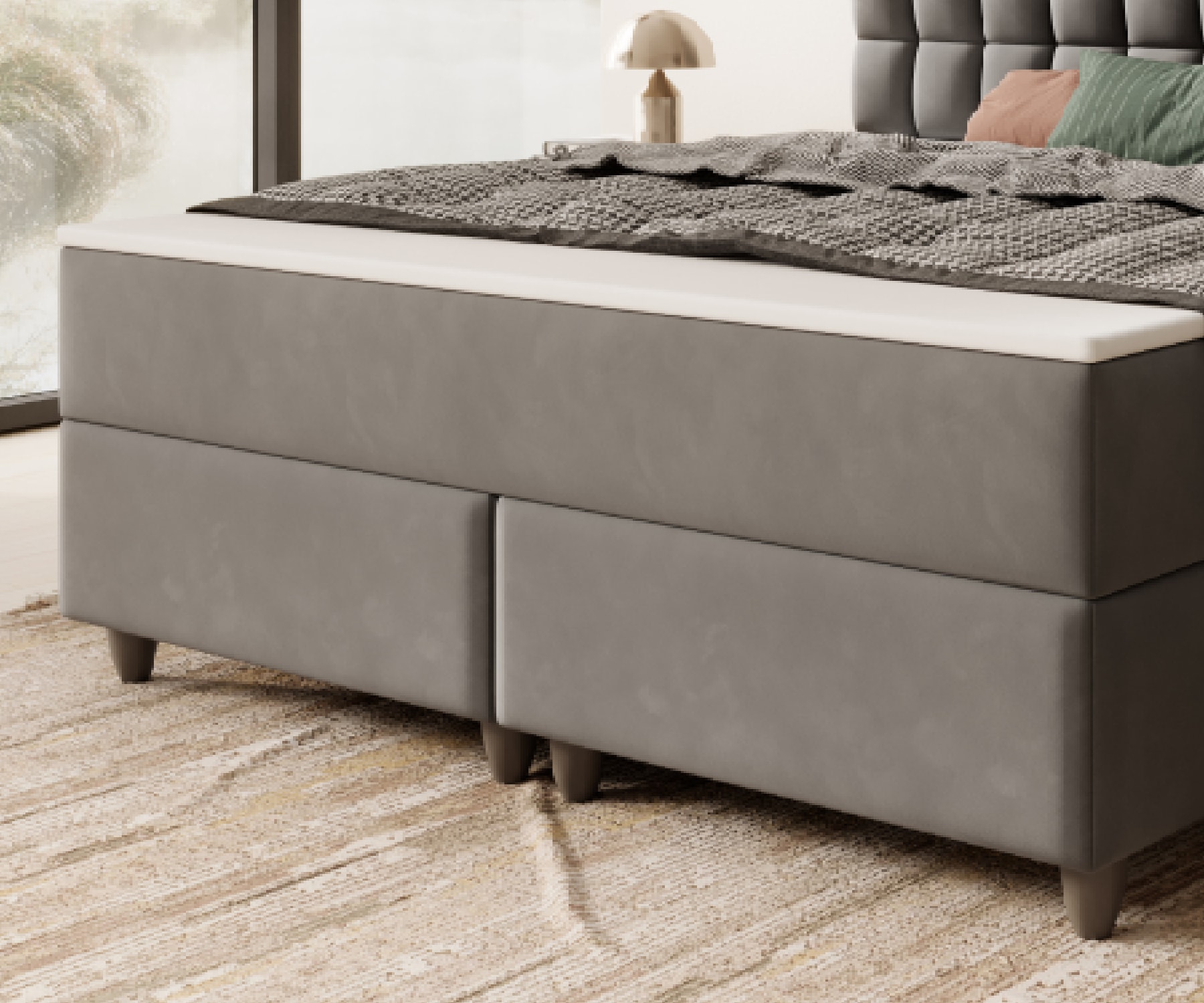 Inter Handels Boxspringbett WIEN - versch. Ausführungen - 180x200cm Samt Anthrazit TFK