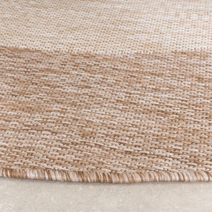 Rond In- & Outdoor vloerkleed - Sierra Border Creme/Beige