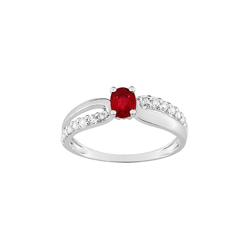 Bague Femme - Rubis - Oxyde de zirconium - Or 9 Carats