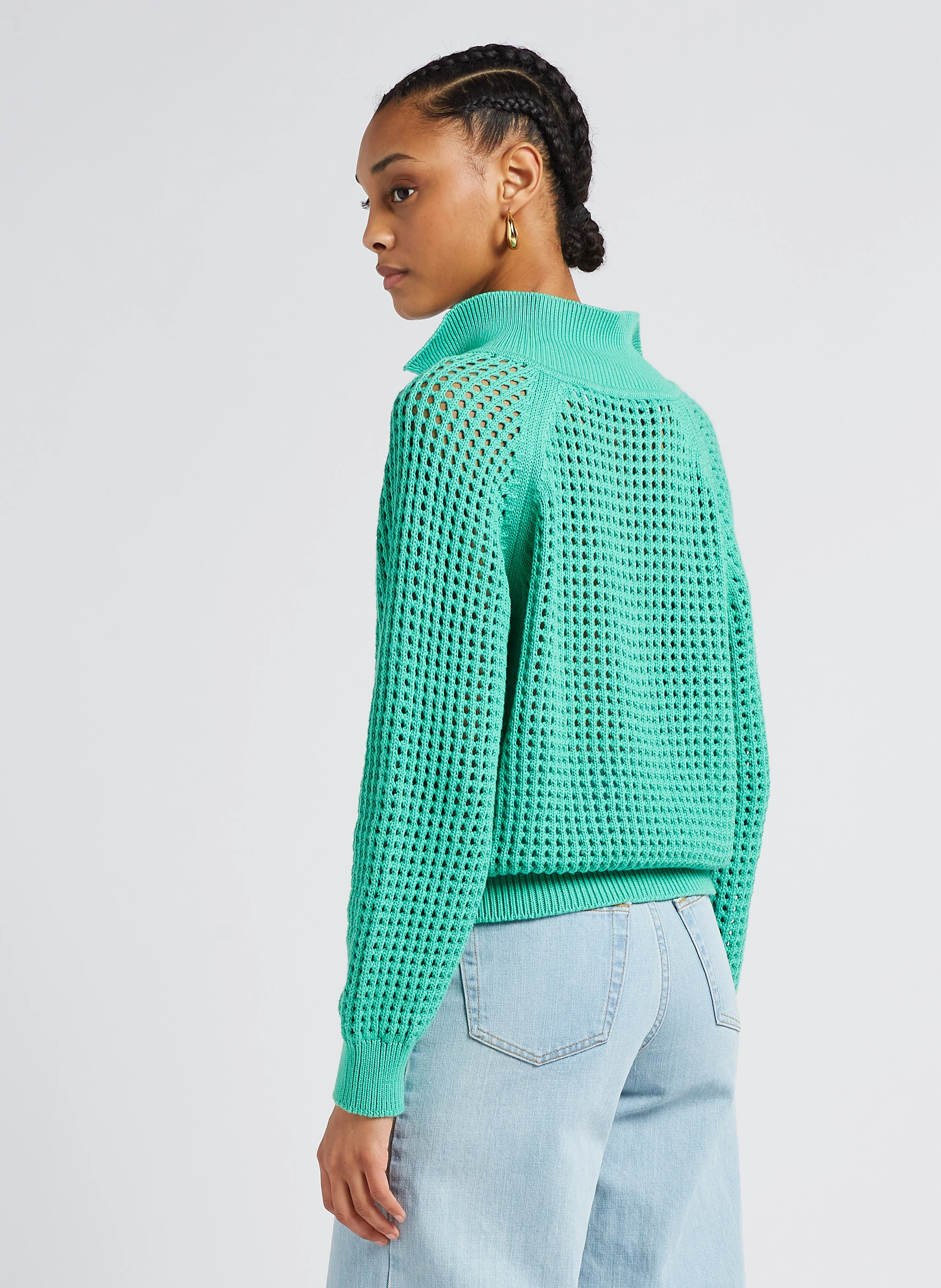 MORRIS - Pull à col classique ample en coton | Vert