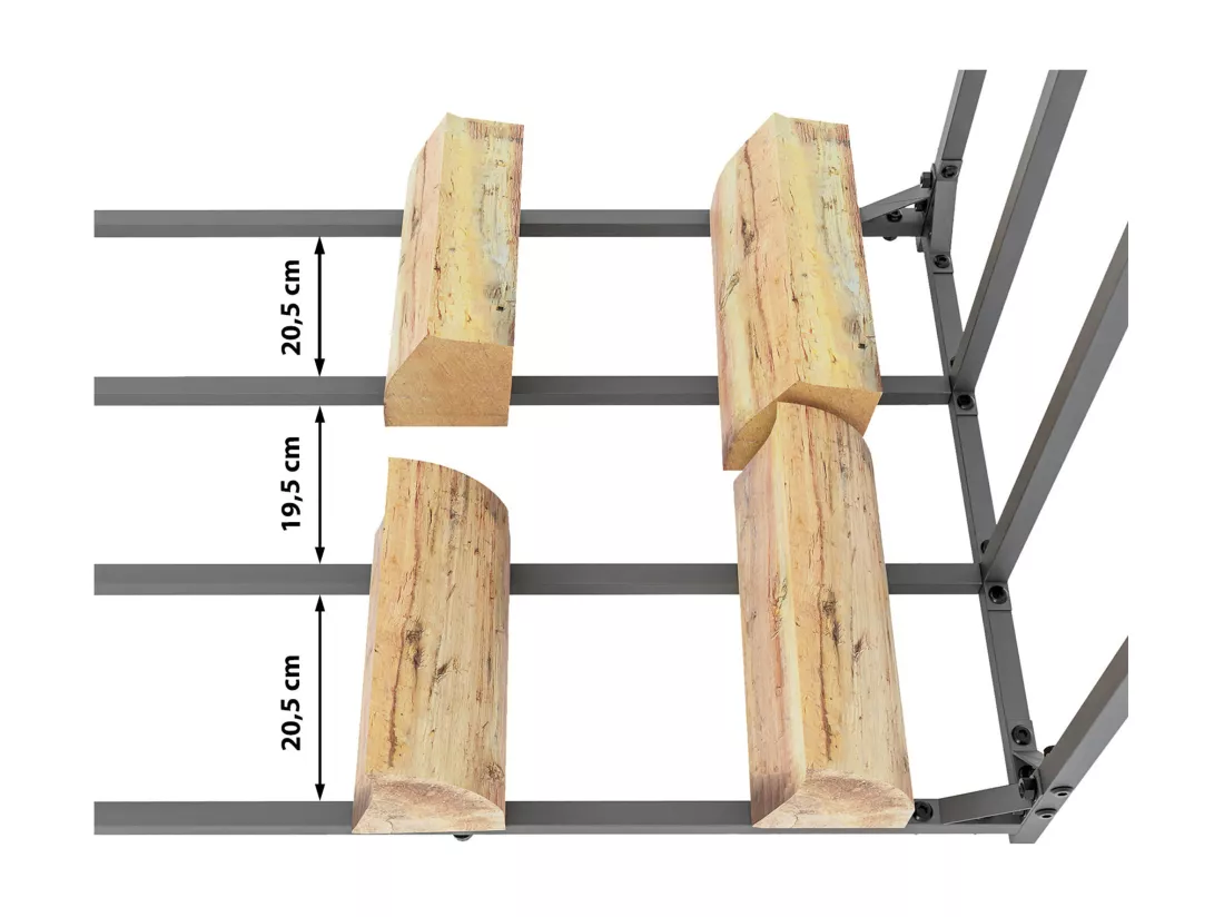 Etagère bois de cheminée - Métal - 185 x 70 x 185cm - Anthracite - Ruston