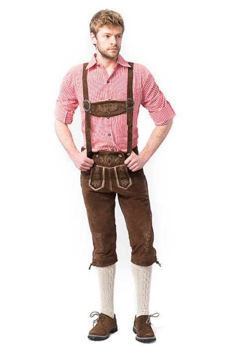 Lederhose Leer Lang Donkerbruin en Bretels