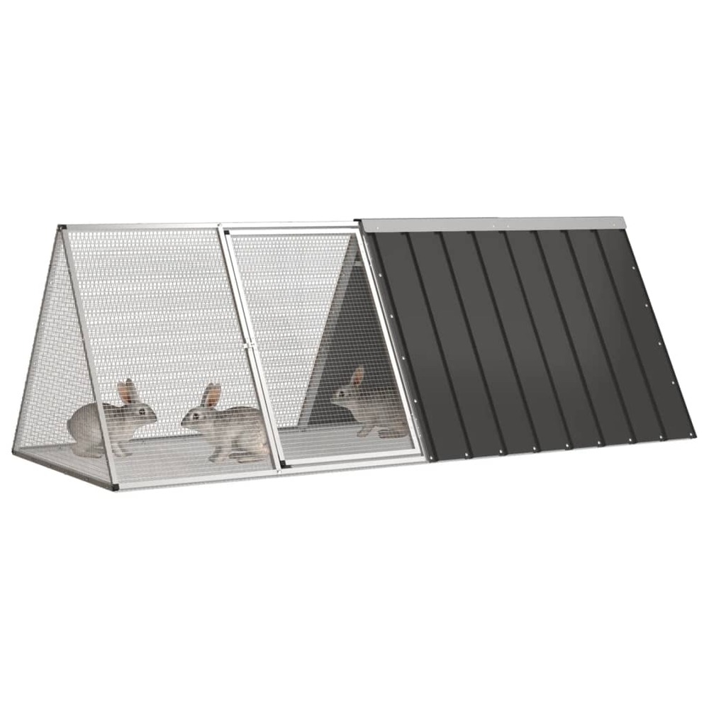 Cage pour lapin anthracite 201,5x80,5x71 cm acier galvanisé