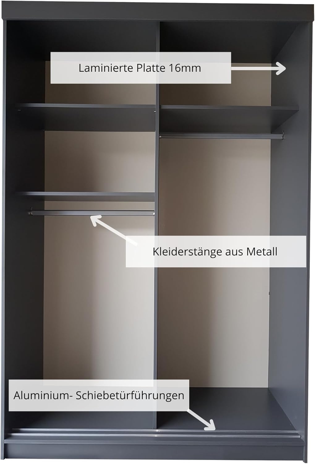 KIER FURNITURE Schränke für Stauraum - Malani 138 - Kleiderschrank - Schiebetürenschrank - Eleganter Kleiderschrank Schrank Garderobe - Schrank - Craft Eiche Gold & Graphit 138x205x59 cm