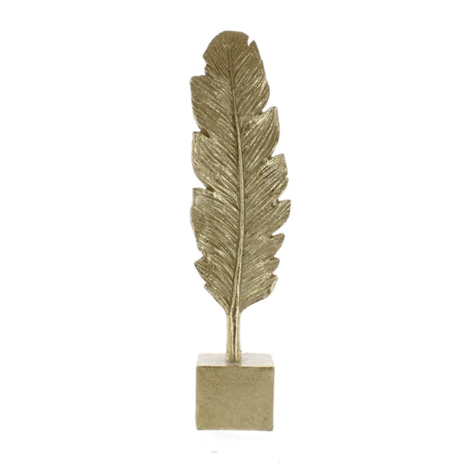 Feder mit Standfuß - gold - ca. 11 x 6 x 31,5 cm