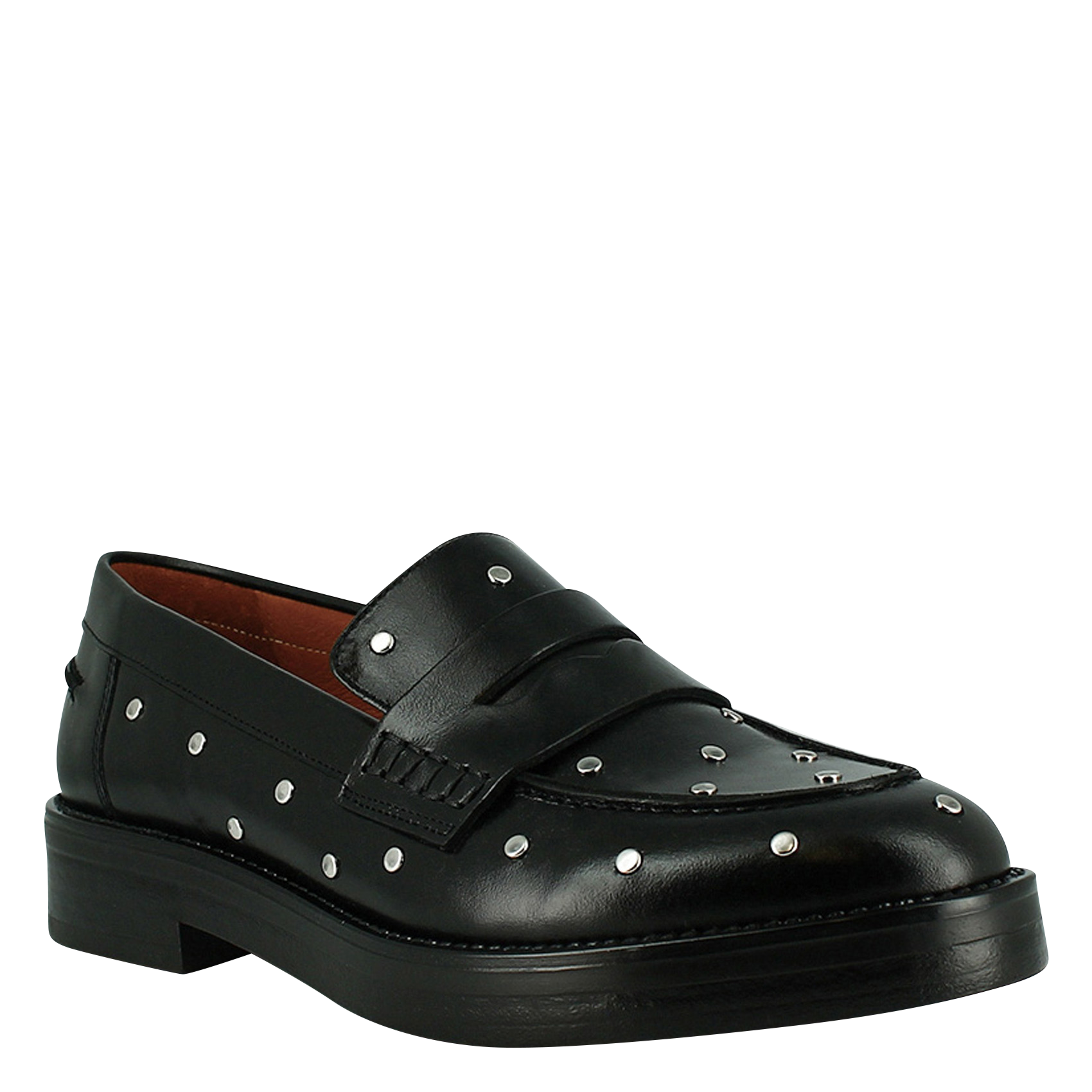 MIRNOU - Mocassins à studs en cuir| Noir