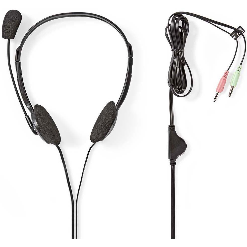 Nedis CHST100BK on-ear stereo PC-headset zwart