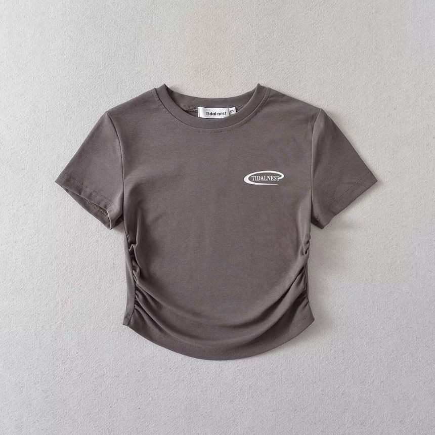 Yukis - Kort T-shirt met ronde hals, gerimpeld logo en tekstprint