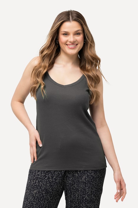 Ripptop, Slim, V-Ausschnitt, ärmellos, schmale Träger