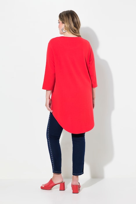Pullover, A-Linie, gerundeter Saum, 3/4-Ärmel