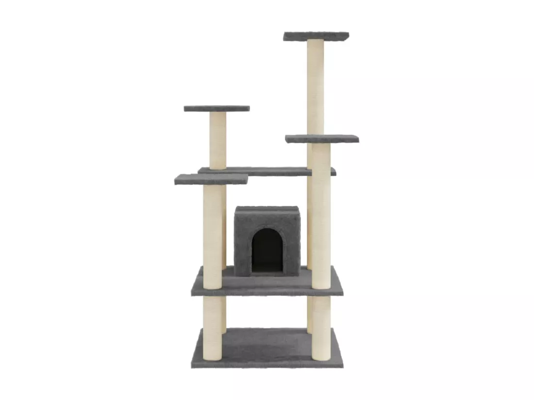 Arbre à chat avec griffoirs en sisal Gris foncé 110 cm