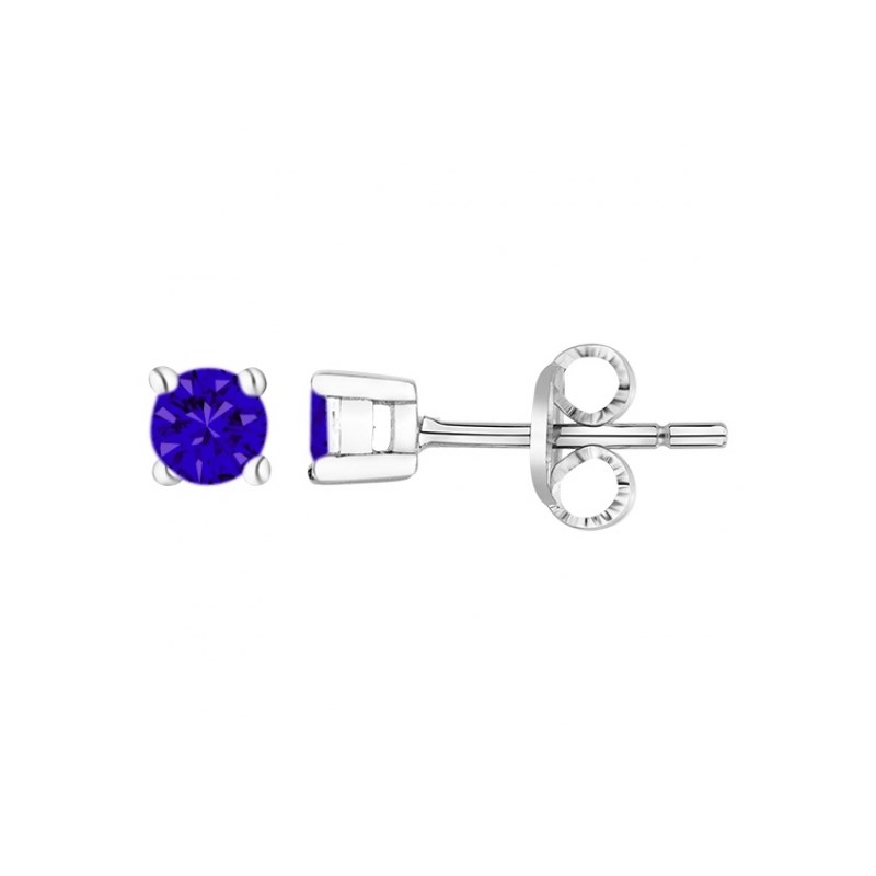 Boucles d'oreilles puces en Argent avec spinelle bleu saphir
