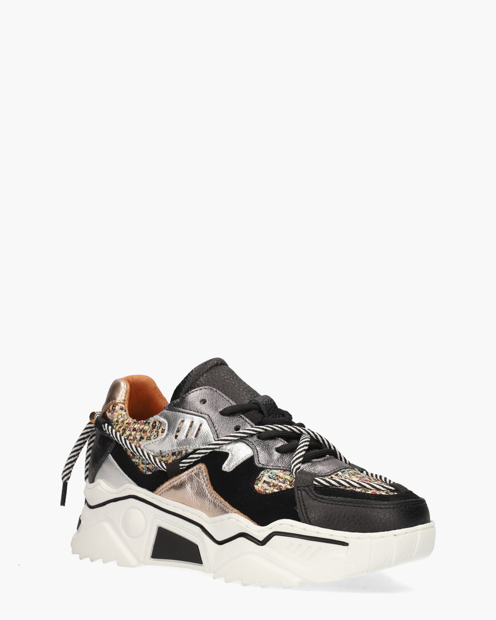 DWRS Label Jupiter Tweed Zwart/Multicolor Damessneakers