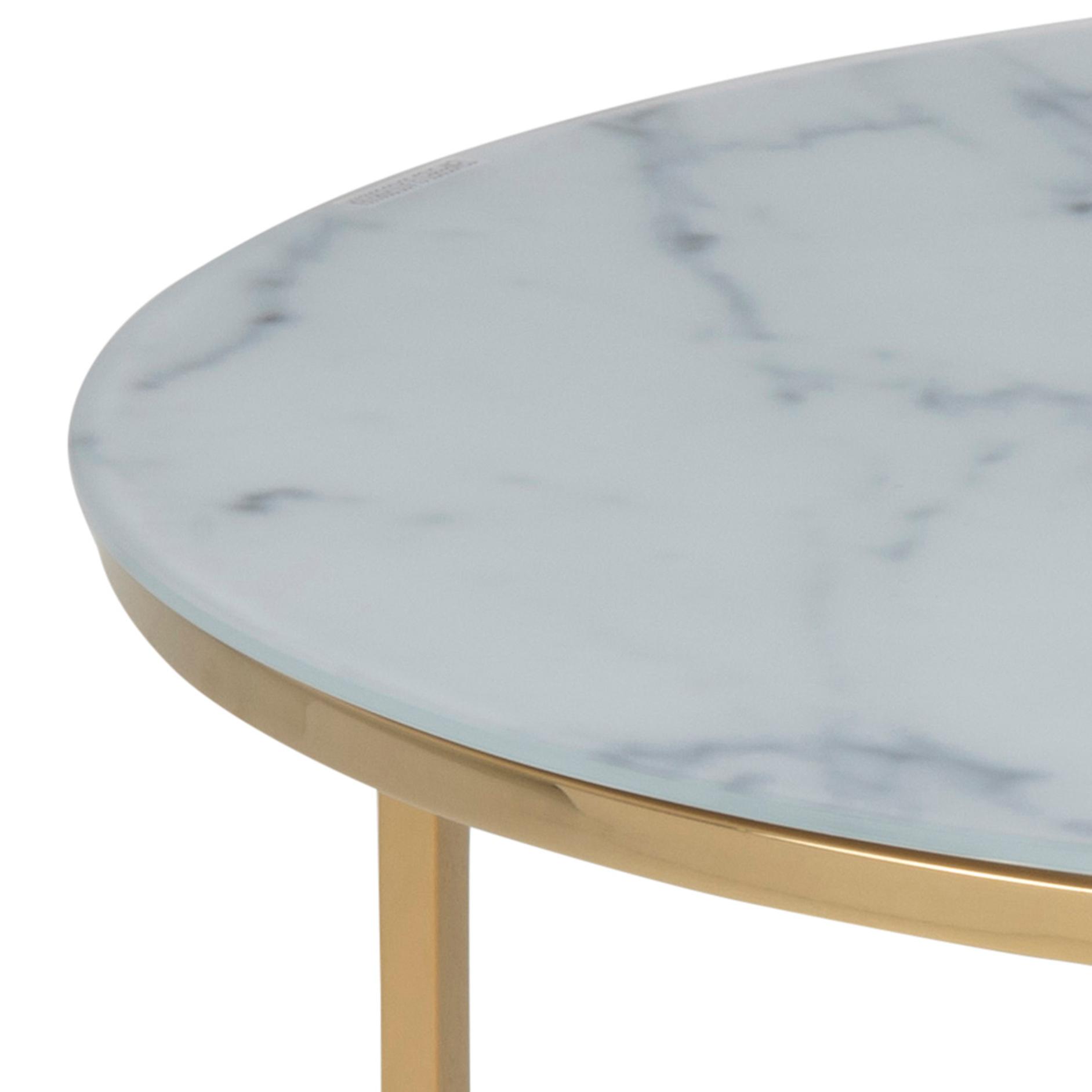 Couchtisch ALISMA - weiß-goldfarben - Marmoroptik - Ø 80 cm