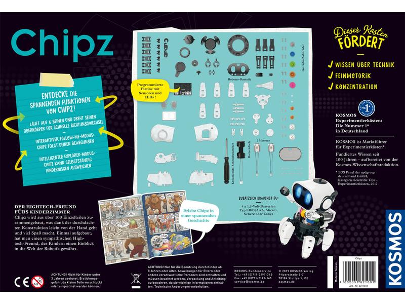 Kosmos Experimentierkasten Chipz – Dein intelligenter Robot Ein Hightech-Freund mit intelligenten Funktionen