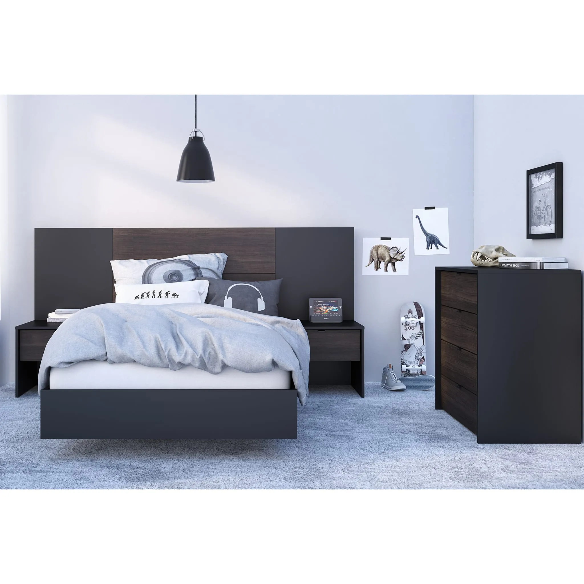 Nexera Bureau 4 Tiroirs Celeste - Noir et Ébène