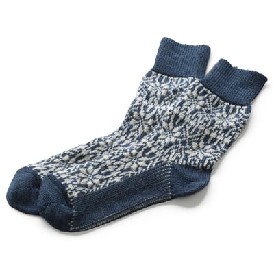 Socke Jacquard Schurwolle, Blau