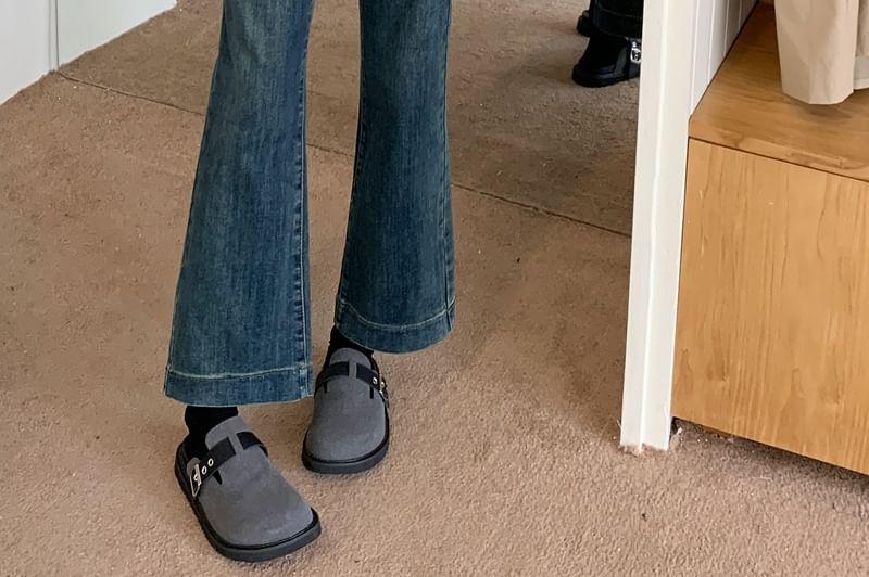 Soswift - High Rise Washed Cropped Flared Jeans