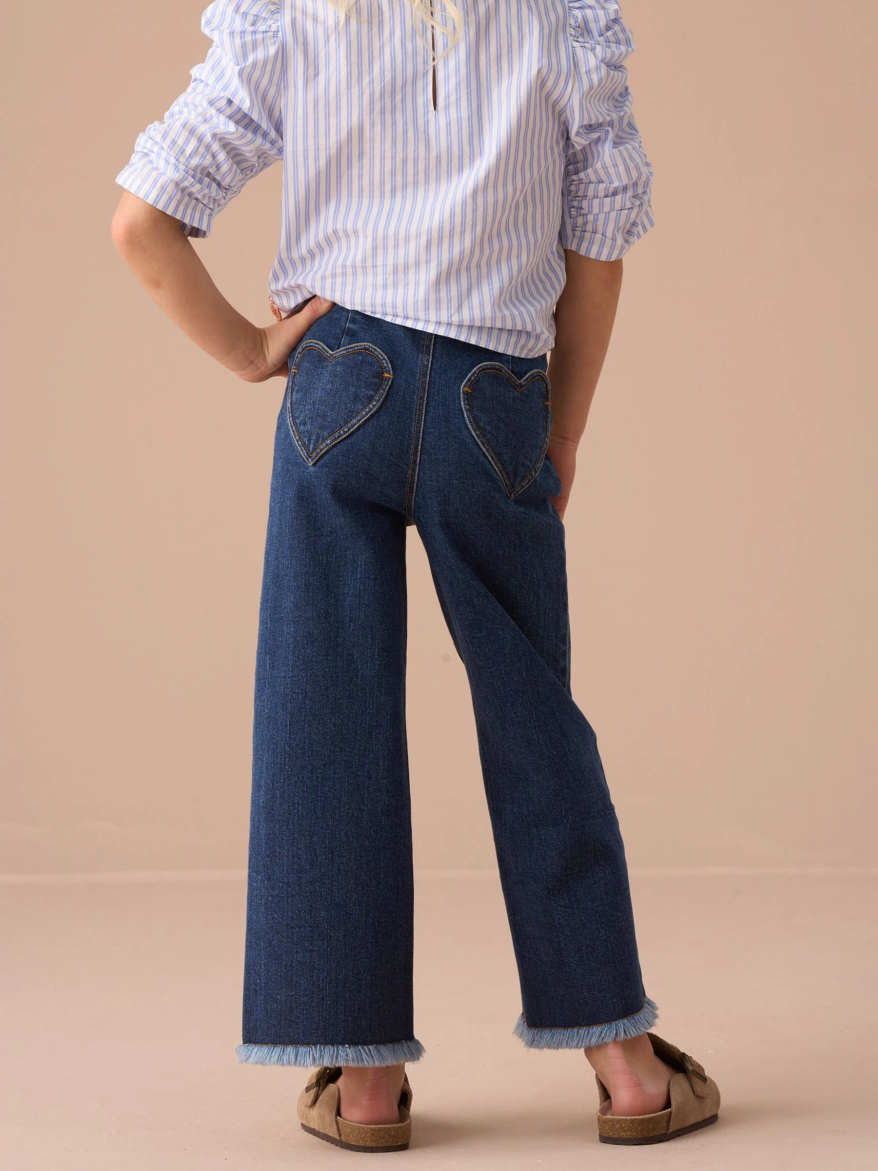 Angel & Rocket Paloma blauwe Cropped Jeans met hartzak
