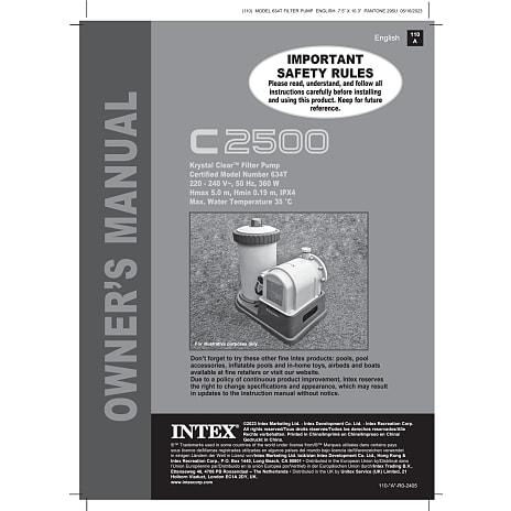 Intex Patronfilterpumpe 9.463 liter i timen