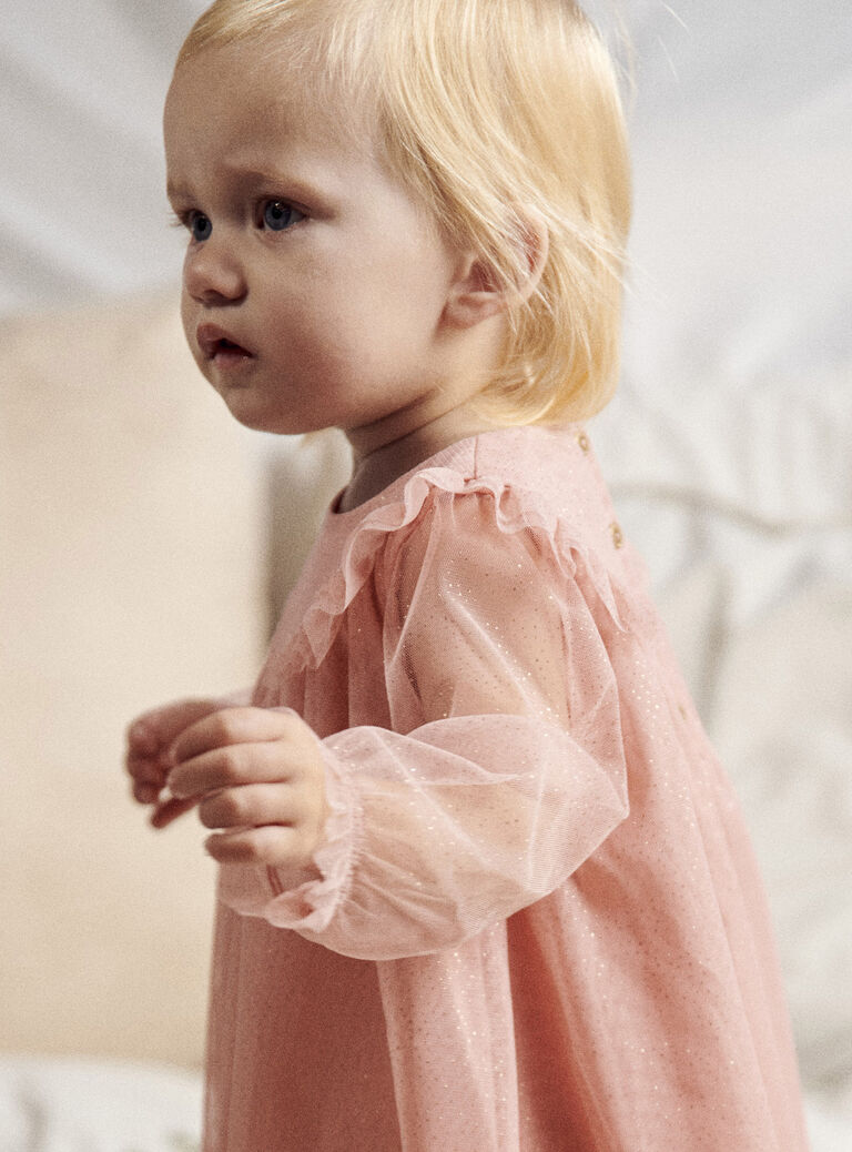 Robe rose en tulle pailletée et bloomer