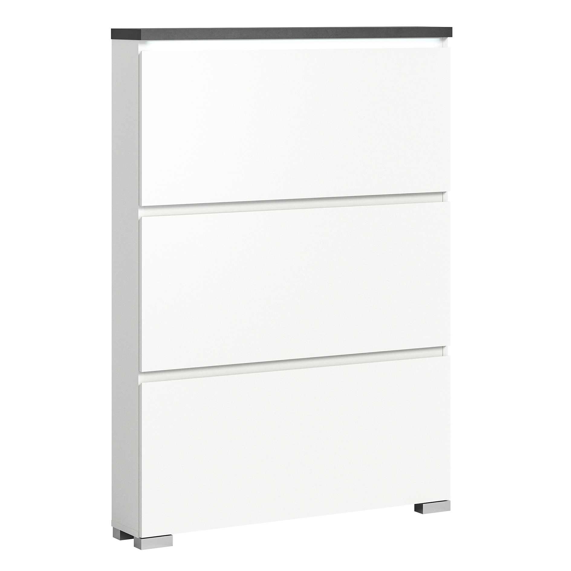 Schuhschrank SHOELOVE - weiß-Industrial grau - 130 cm hoch