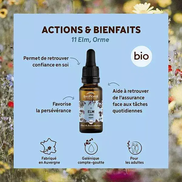 Florais de Bach Biofloral 11 - Olmo - Conta-gotas - Orgânico Demeter - 20 ml