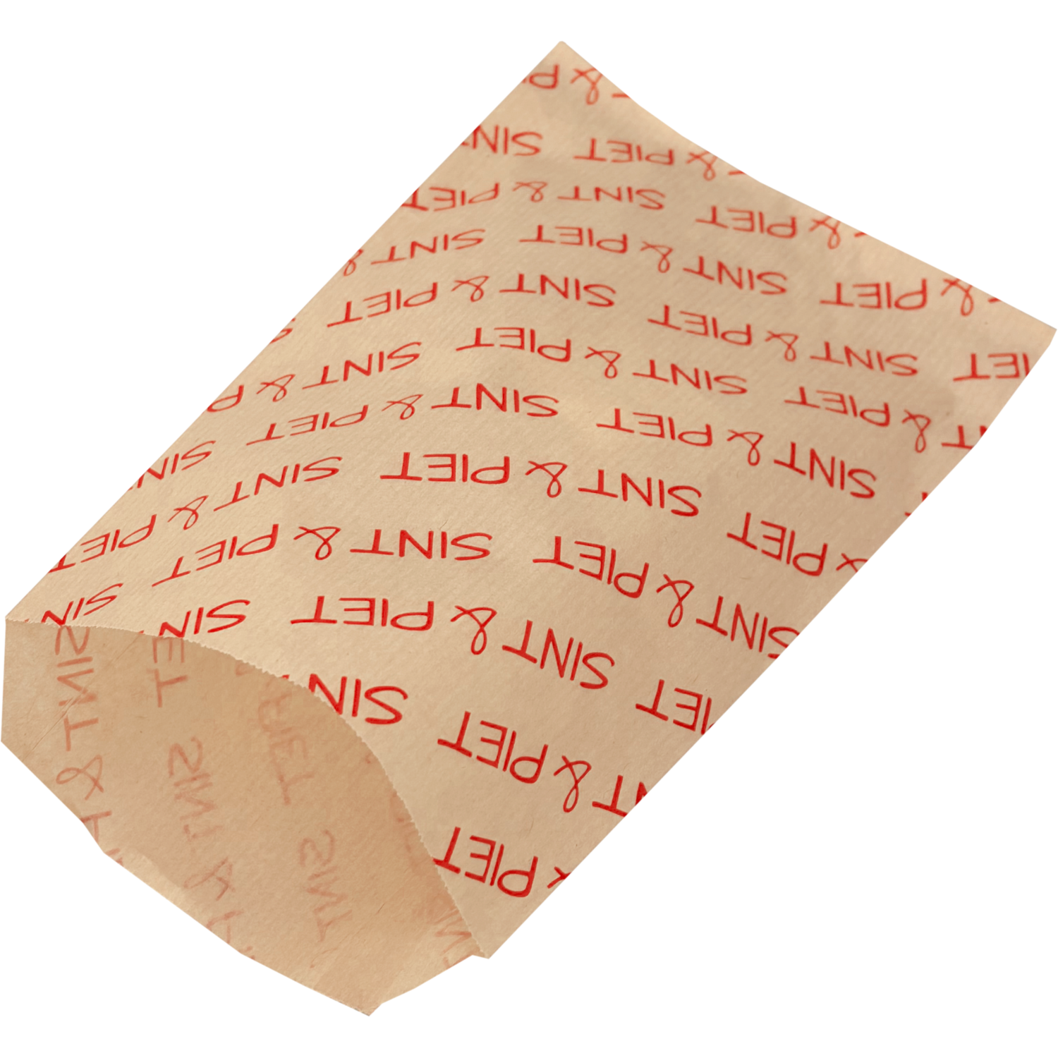 Zak, Fourniturenzak, Papier, 15x22cm, Sint & Piet, bruin/rood