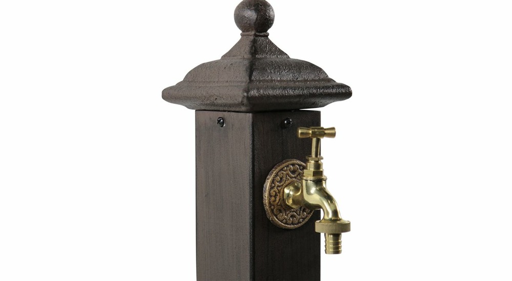 Fontaine de jardin métal marron 17.5x17.5x71cm