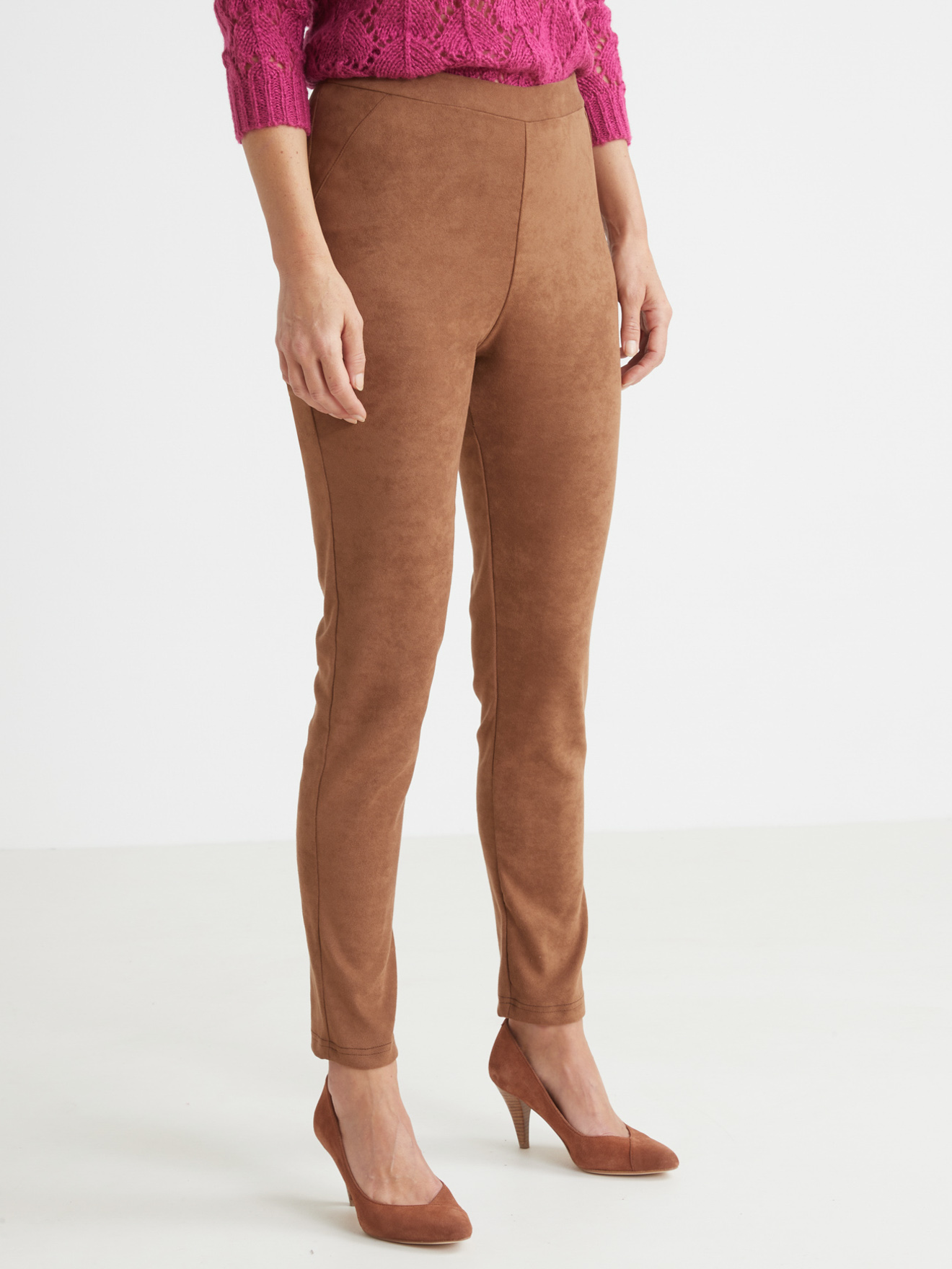 Legging maille effet suédine élastiqué