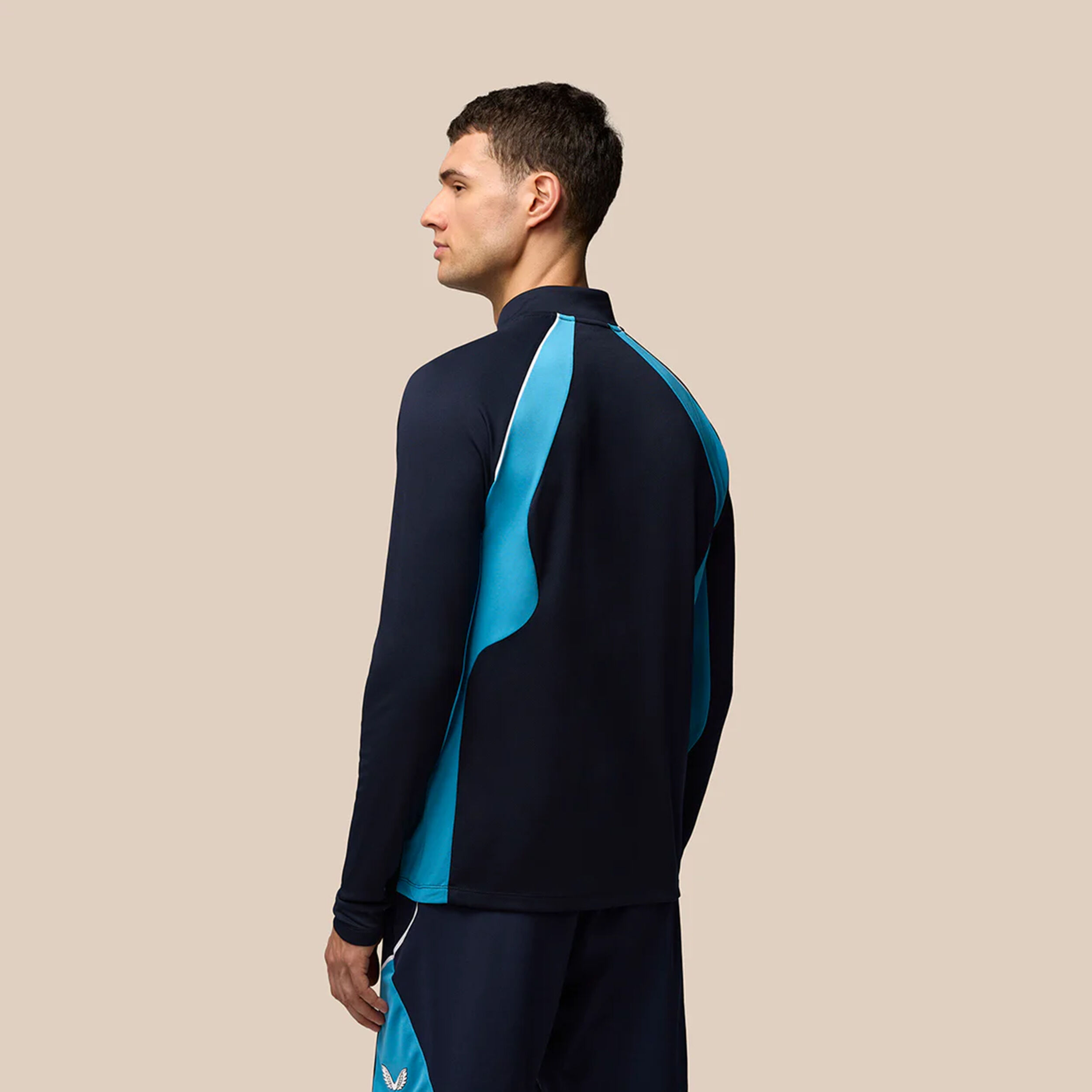 Castore Aeromesh 1/4 Zip Haut Manches Longues Hommes - Bleu Foncé