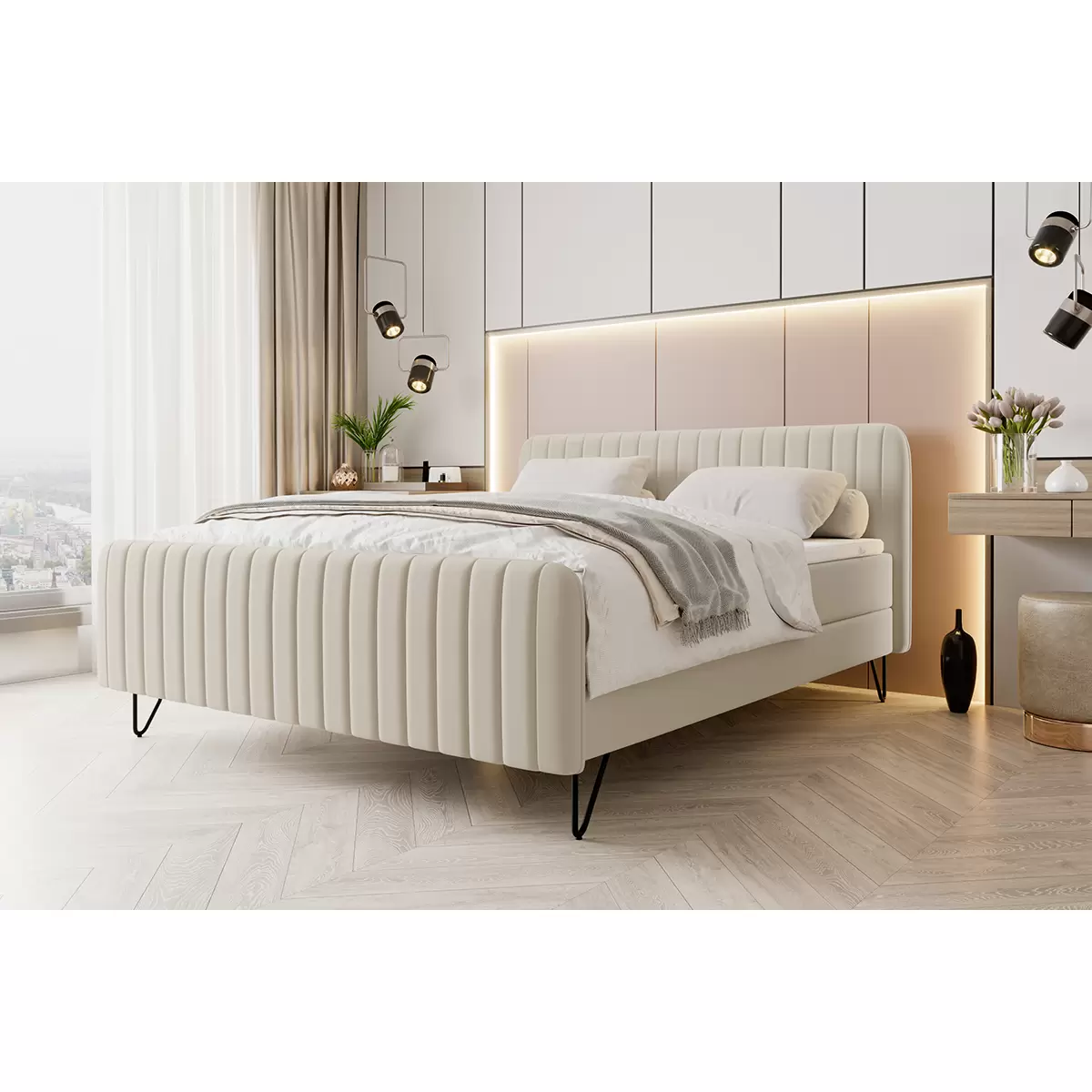 Boxspringbett Lucian 160x200 Beige