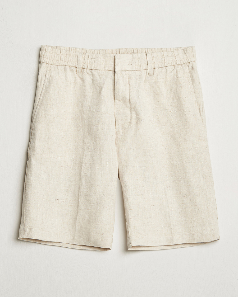 NN07 Billie Pleated Linen Drawstring Shorts Oat